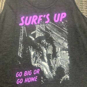NWT LuLaRoe Charcoal Tank Top Rock Band Surf’s Up Sz XL